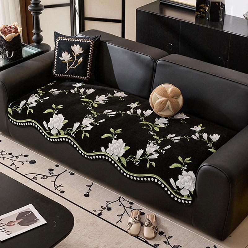 Retro Unregelmäßiges Chenille Sofakissen Blumendruck Rutschfester Bezug Für Wohnzimmer Vier Jahreszeiten Universal Möbelüberwurf