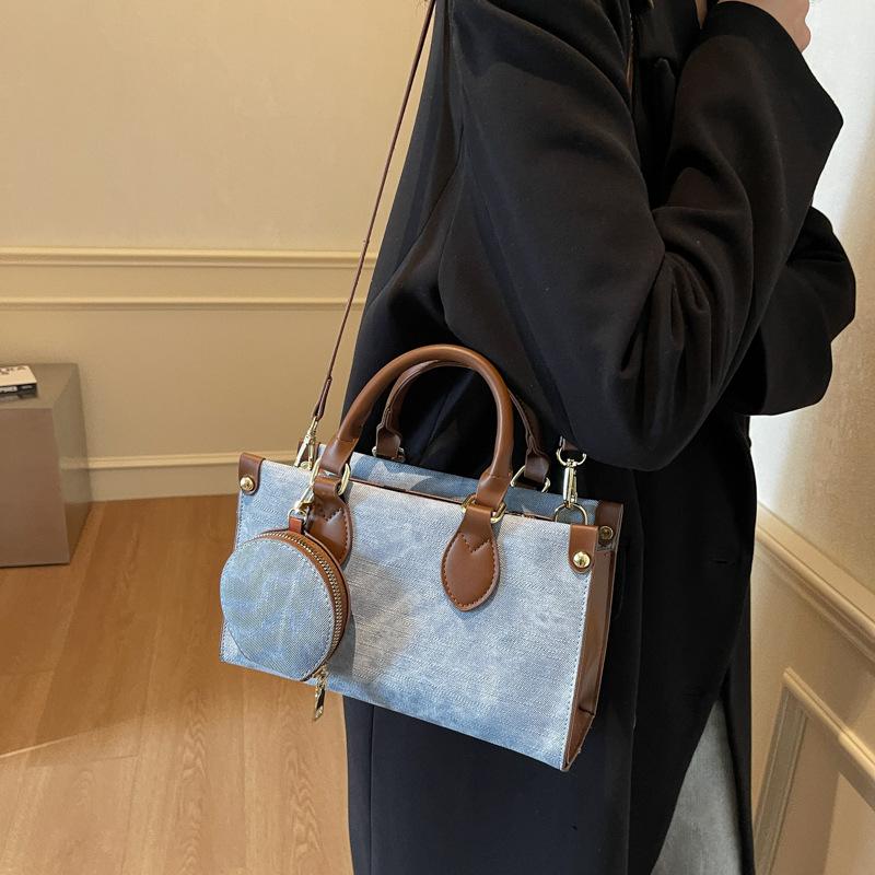 New bag women's trend casual simple messenger bag popular contrasting color women's handbag commuter tote bag