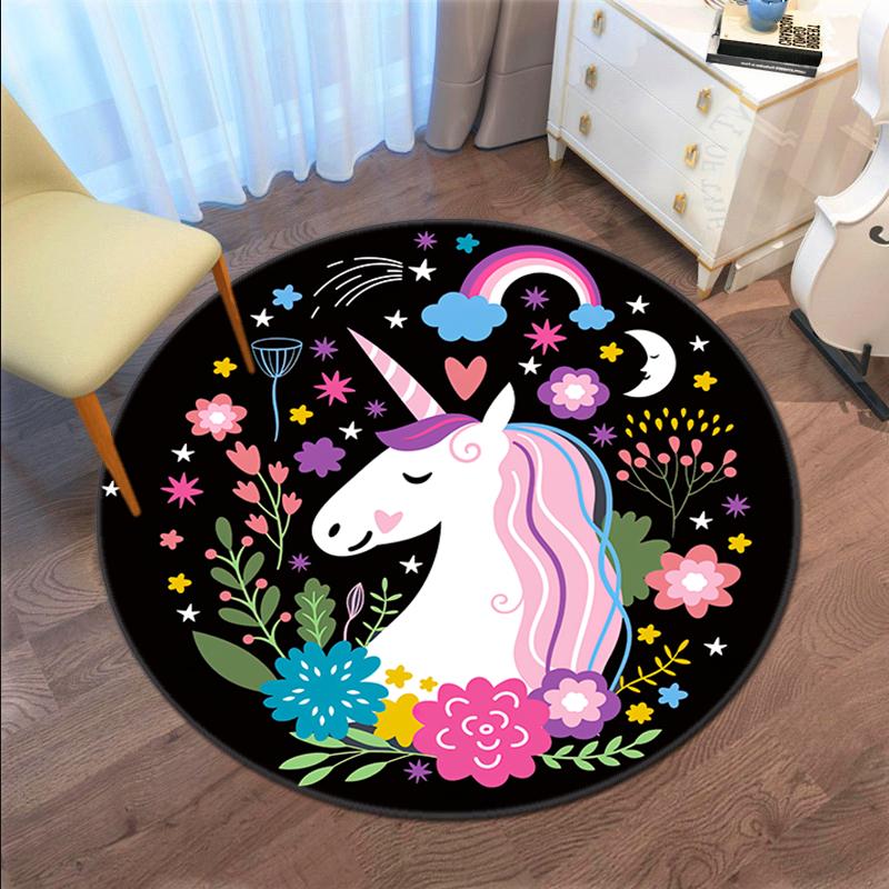 1PC cute cartoon unicorn Pattern printed Carpet Rug for Living Room Bedroom Home Sofa Decoration,Non-slip Floor Mat Floor mat