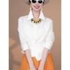 Fashionable Irregular White Lapel Elegant High-end Shirt for Women New Style Trendy Top