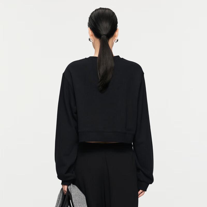 JNBY 2024 Fall Loose Fit Round Neck Cropped Sweatshirt