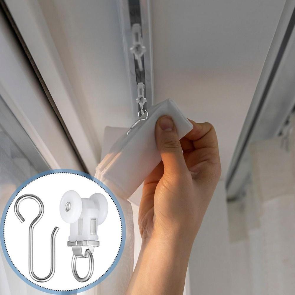10pcs 15mm Curtain Rail Pulleys Smooth Glide Curtain Runners Curtain Gliders Ceiling Track