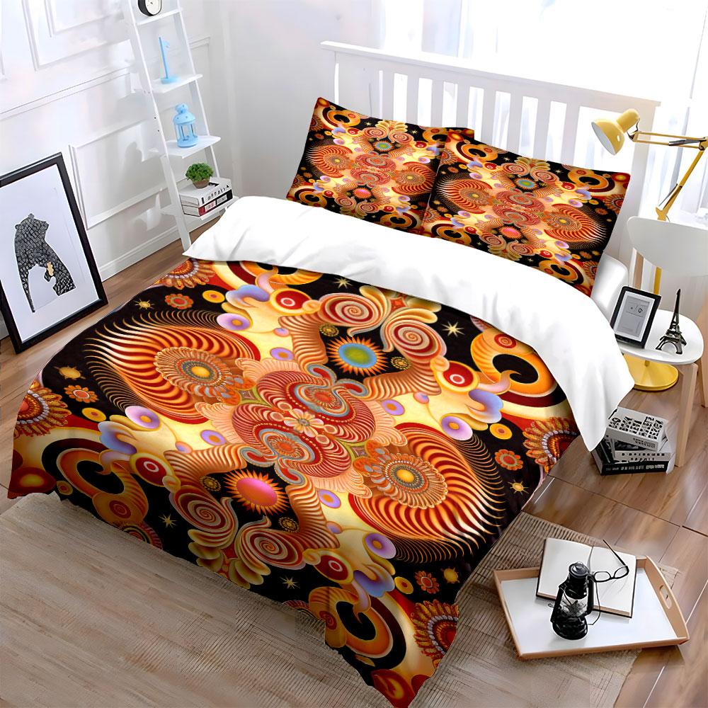 Radiant Mandala-inspired Swirls. Bedding Sets Duvet Cover Sets Duvet Covers Pillowcases(1 * Duvet Cover 2 * Pillowcases Without Duvet Insert)
