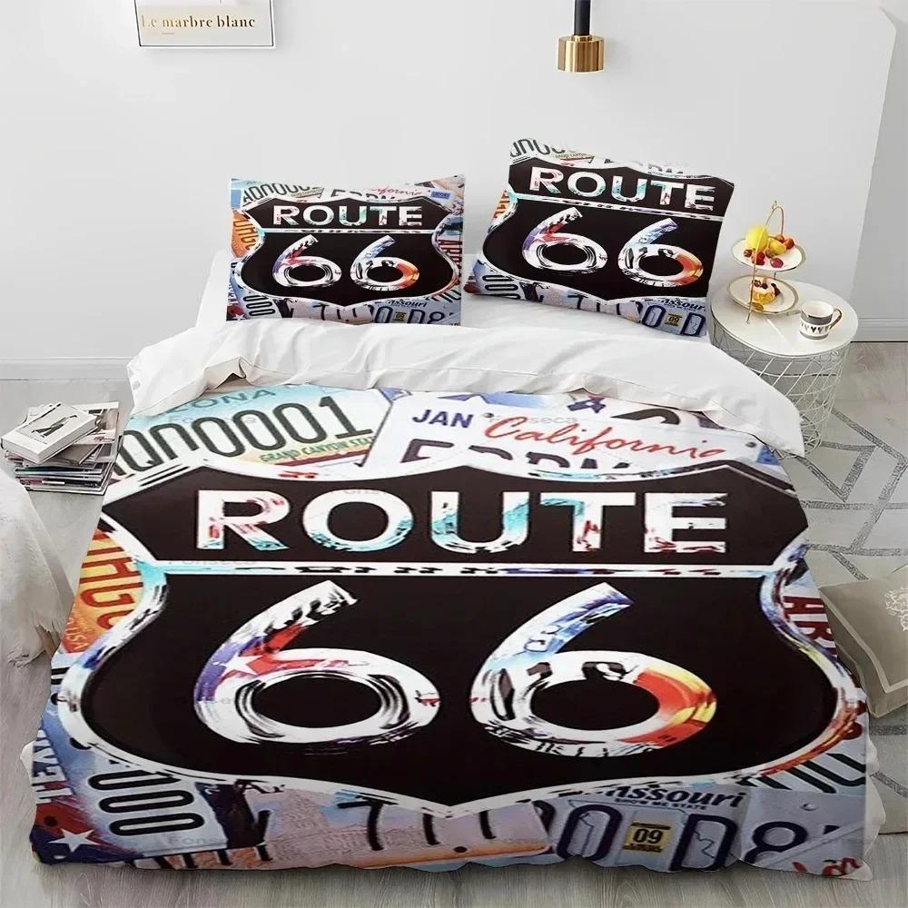 3D Print Historic Route 6 Mother Road Beding Set Bedrom Soft Modern Bedspreads Comefortable Soft with Soft Fabric Duvet Cover Quilt Pilowcase