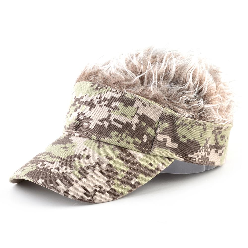 Fashion Baseball Cap With Fake Hair Summer Men's Outdoor Camouflage Visor Hat Women Adjustable Sunshade Snapback Wig Top Caps