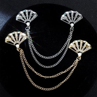 1 db Kétrétegű Arany Tónusú Fém Lánc Strasszkövekkel Kirakott Kereszt és Csillag Bross, Levehető, Divatos Dísz Napi, Alkalmi Viselethez