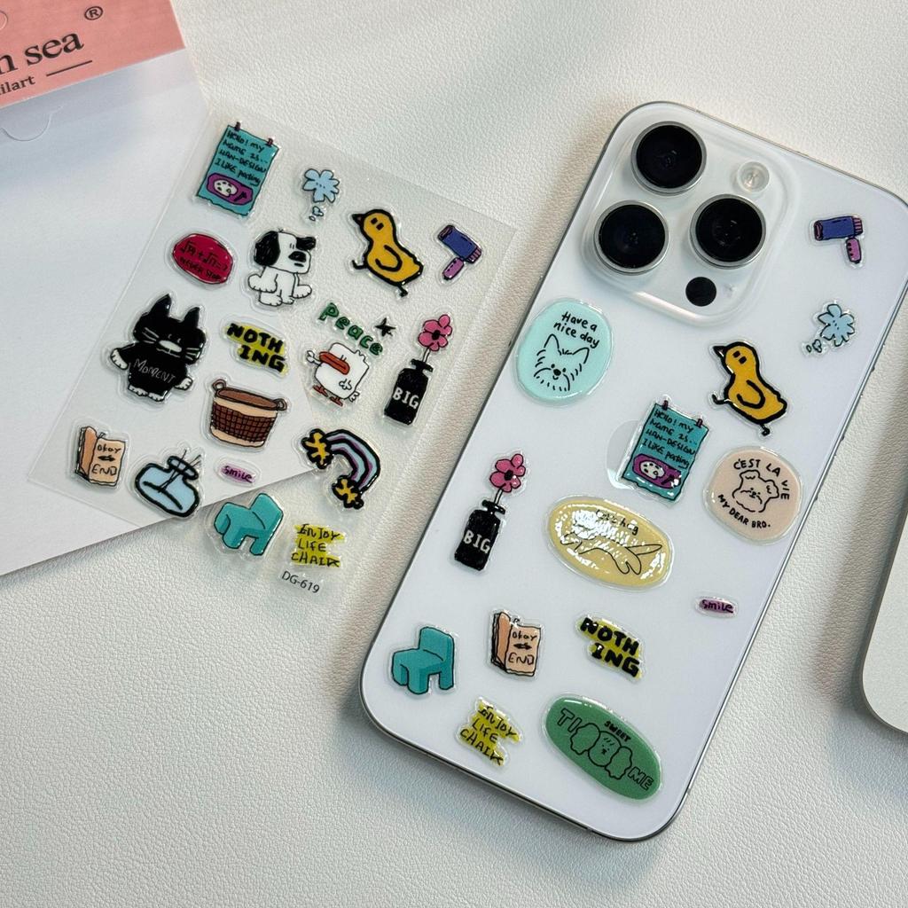 Hand-Painted Cute Puppy Jelly Stickers for DIY Journal or Phone Case