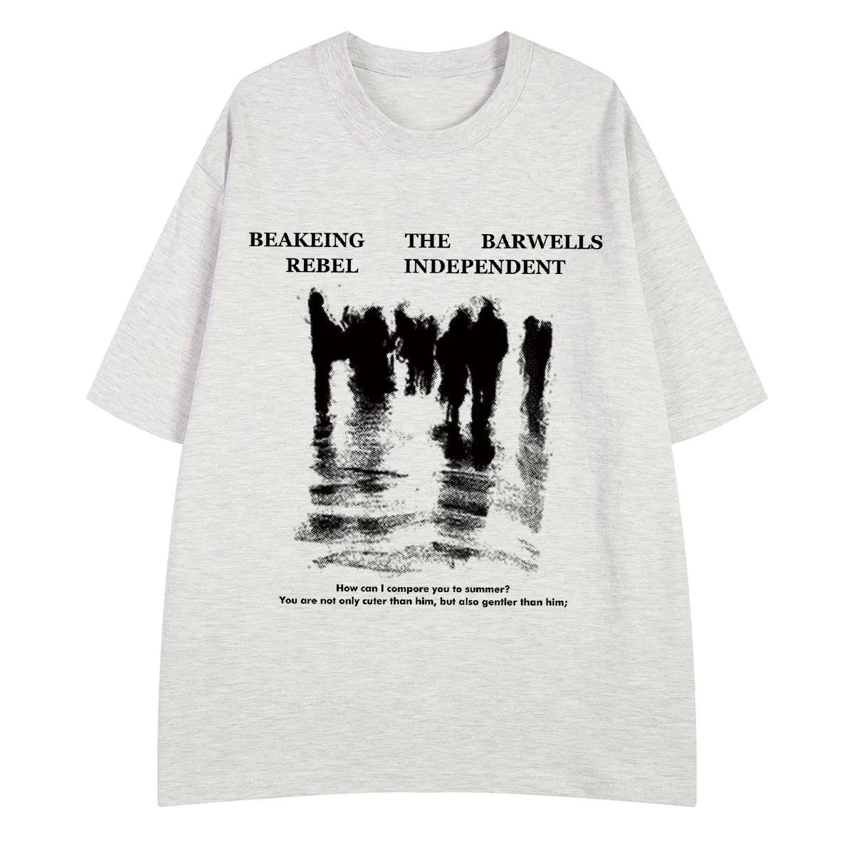 

Black Shadow Character Letter T-shirt 100% Cotton T-shirt Summer Fashion Casual Comfy Short Sleeve Top Commute Crewneck T-shirt 4XL