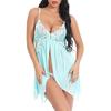 Seducente Babydoll Sexy in Pizzo da Donna Taglie Forti con Scollo a V Profondo e Tessuto a Rete Trasparente