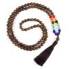 Creative 108 Beads Colorful Stone Necklace & 8mm Chinese Tassel Knot Bracelet
