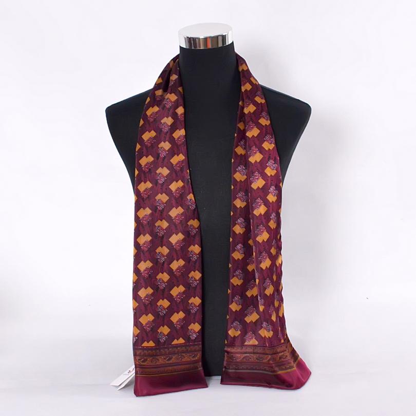 [BYSIFA] Brand Men Silk Scarf Muffler Winter Fashion Accessory 100% Pure Silk Male Plaid Long Scarves Cravat Navy Blue 160*26cm