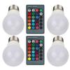 4pcs E27 RGB LED Light Bulbs Colorful Decorating Lamp with 2 Remote Controls 3W AC85‑265V