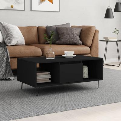 Coffee Table, Black, 90X50X36.5 Cm, Wood-Based Material