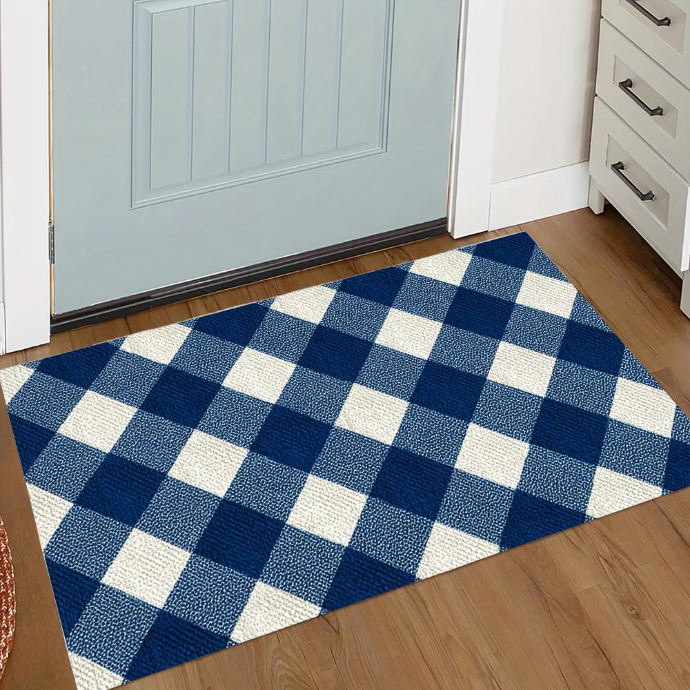 Preppy Buffalo Plaid Print Deurmat Zacht Duurzaam Vloermat voor Binnen Buiten Entree Portaal Huisdecoratie Decoratie Kamer 30x50cm