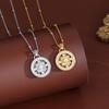 S925 Sterling Silver Sunflower CZ Pendant Necklace, Luxury Gold Round Disc Clavicle Chain