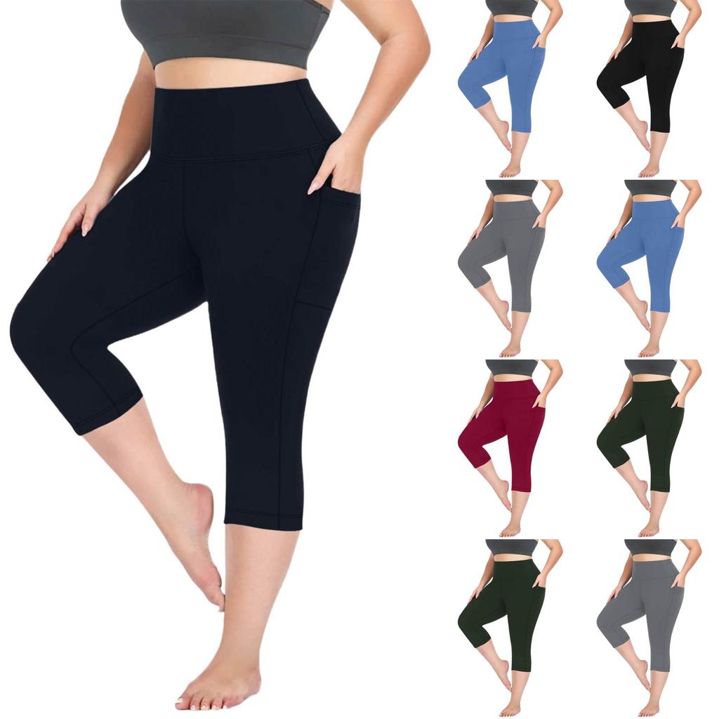 Women's Fashionable Casual Plus Size Athletic Leggings With High Waist And Butt-Lifting Effect 7/8 Length Yoga Shorts