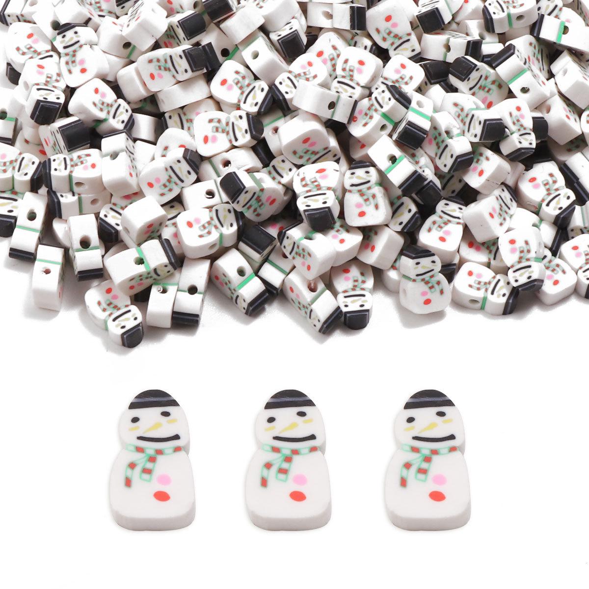 

100pcs Christmas Snowman Polymer Clay Beads for DIY Jewelry: Bracelets & Necklaces RT030