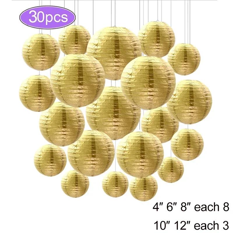 30Pcs Round Paper Lantern Wedding Decor Flowers Ball Lampion DIY Hanging Pompom Crafts Home Christmas Birthday Party Supplies