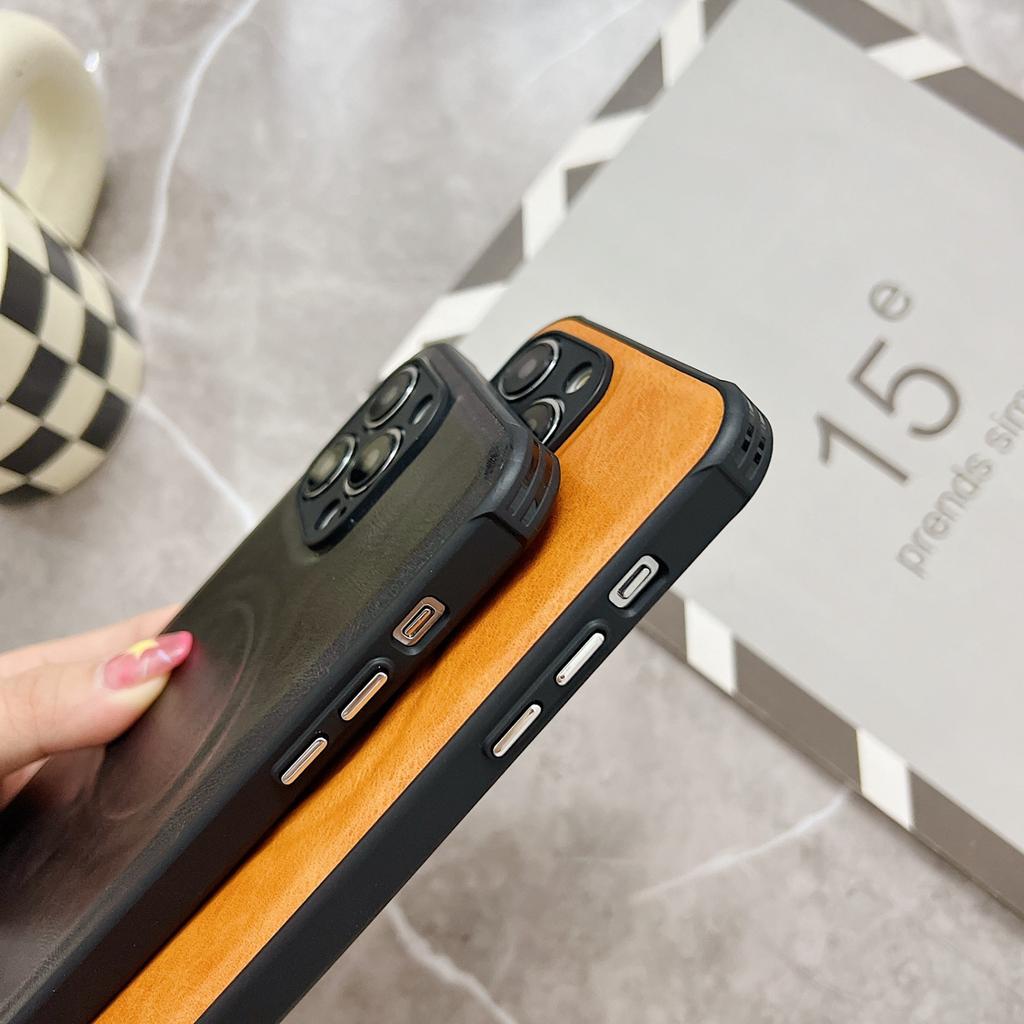 For Apple IPhone 11 12 13 14 15 16 Pro Max Plus Phone Case Crazy Horse Silicone Leather Pattern Magnetic Soft Protective