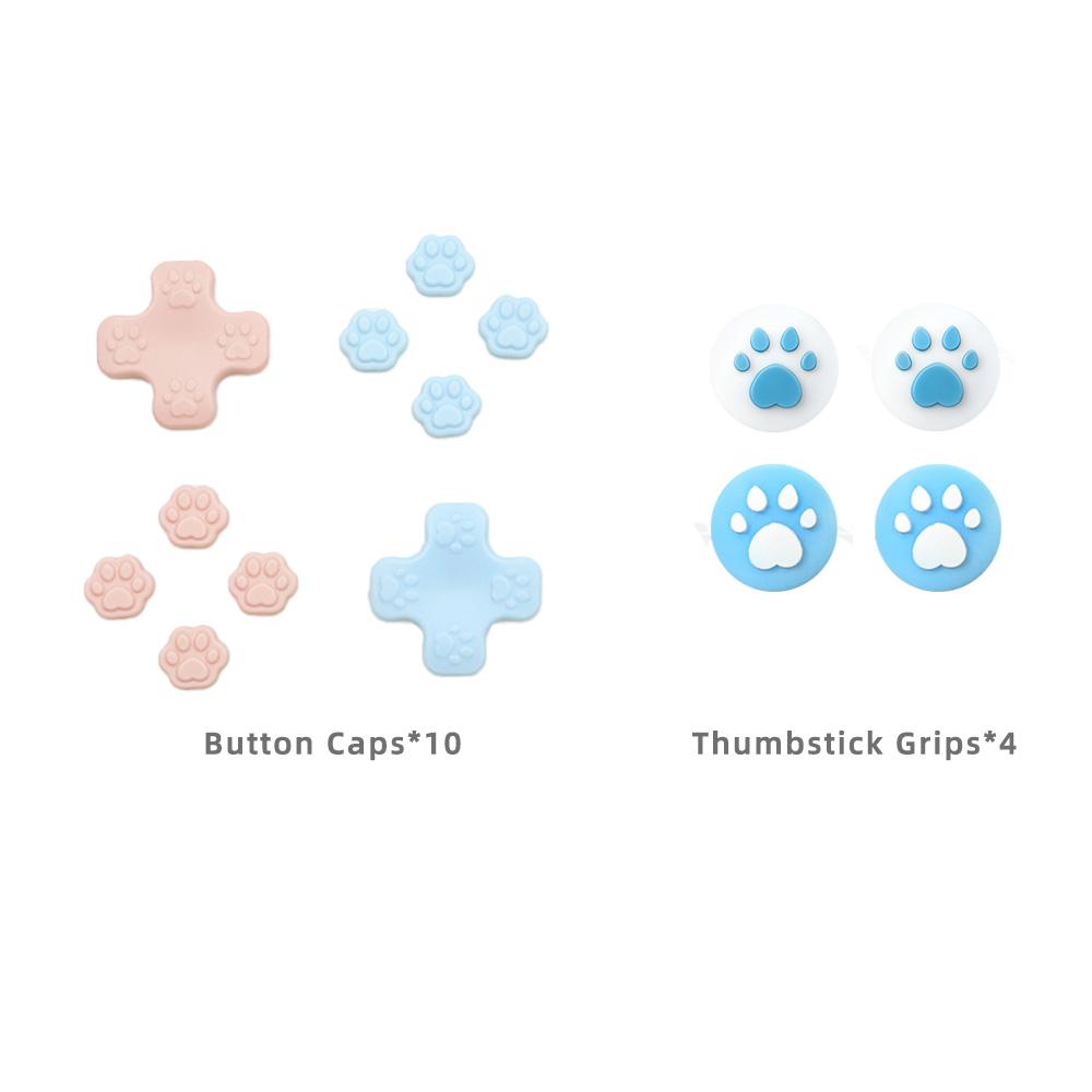 

Cute Cats Silicone Soft D-pad Cross Button ABXY Key Sticker Skin Case For Switch Oled NS Joy-con Thumb Stick Grip Cap Cover