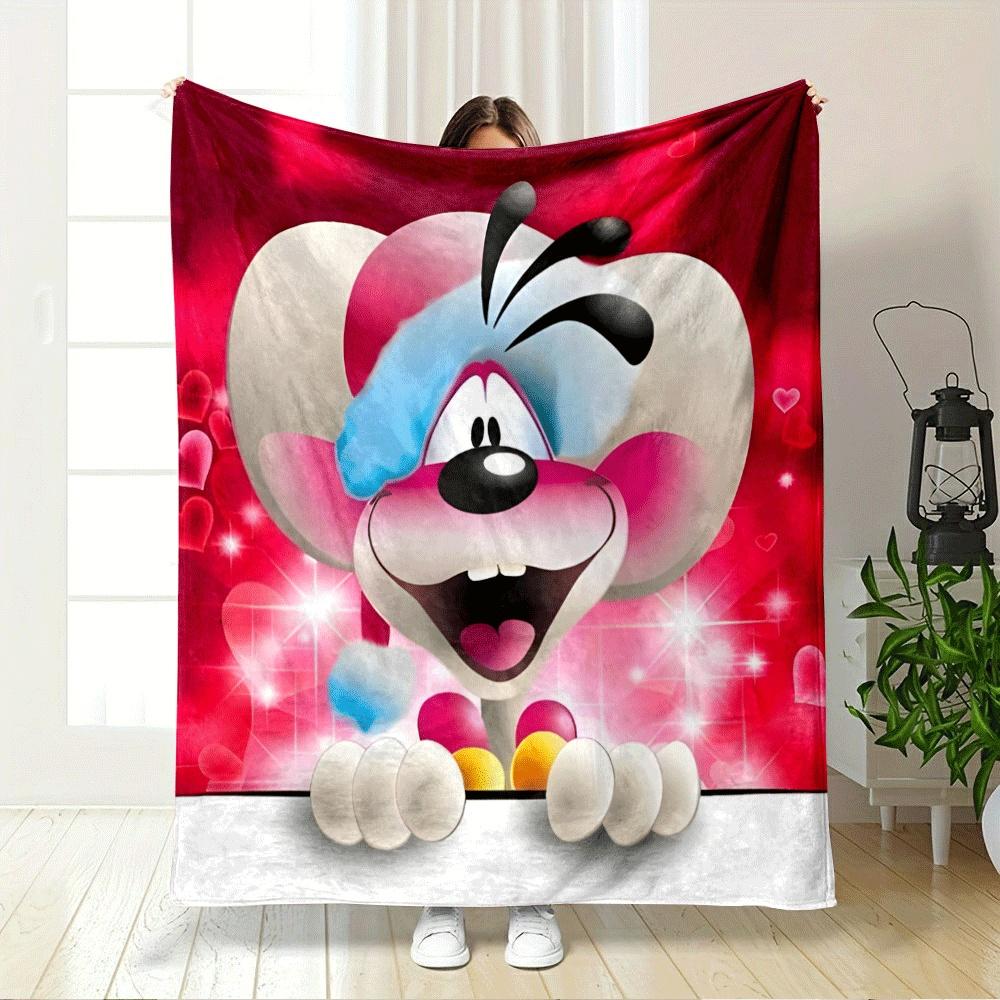 A Cartoon Character with Heart Shapes On a Sparkling Red Background. for All Seasons Blanket Lunch Break Throw Gift