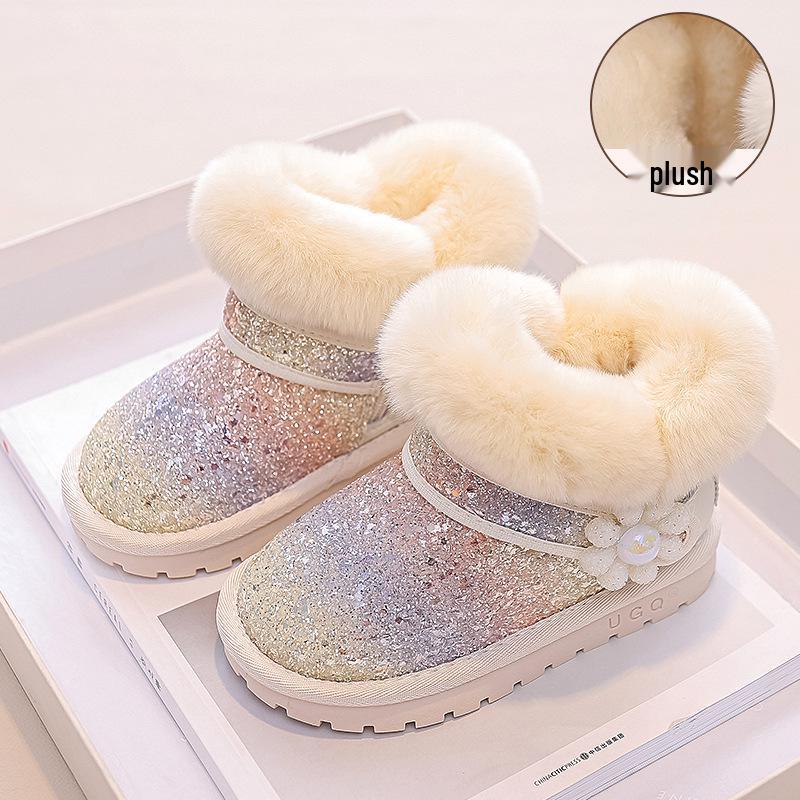 2023 Kids' Fleece-lined Snow Boots for Girls - Sequin Princess Design