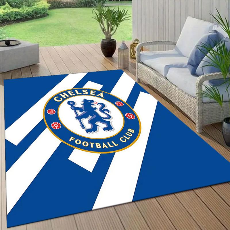 Chelsea F.C Flannel Pattern Square Carpet,Area Rug,Carpet Rug for Living Room Bedroom Sofa Playroom Decor,Non-slip Floor Mat