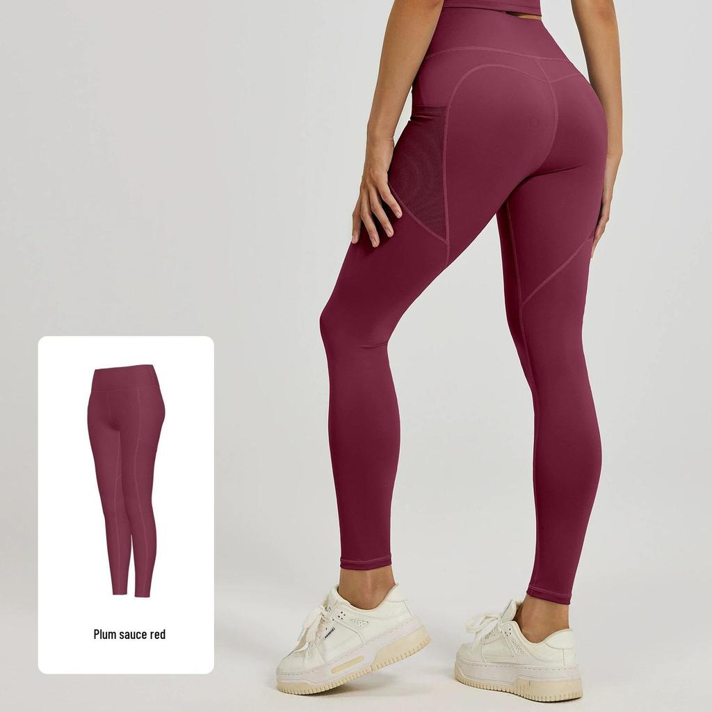 Tummy Control High-Waisted Yoga Pants with Mesh Pockets - Butt-Lifting and Leg-Lengthening Women's Fitness Running Pants.