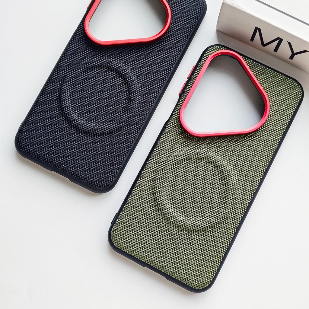 Magnetic Skin-friendly Matte Leather Case Nylon Woven Back Cover For Huawei Pura 90 Pro and Pura 90 Pro Max