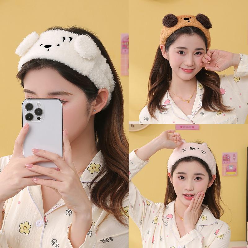 Puppy Cartoon Hair Tie, Water-absorbing and Quick-drying Postpartum Headscarf, Face Wash Headband, Girls' Makeup Remover Hair Cover