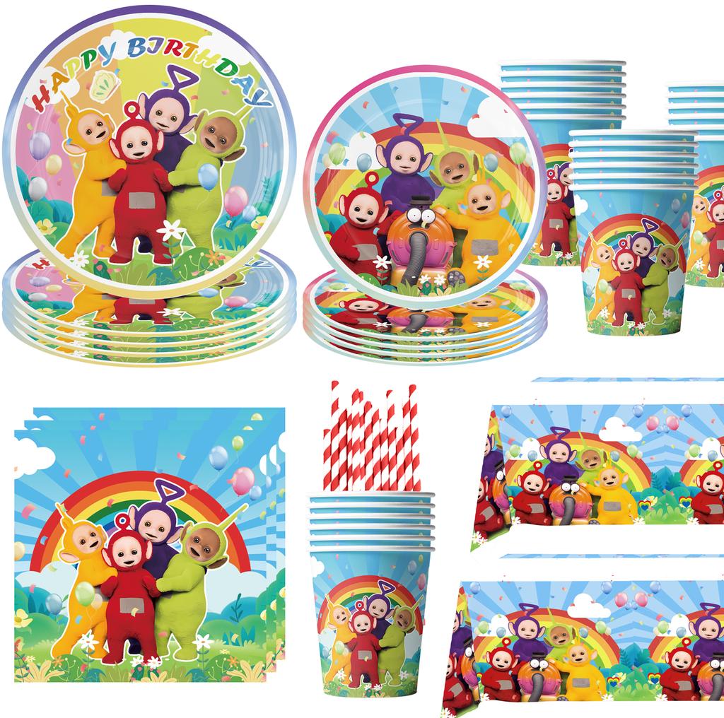 Tinky Winky Geburtstagsparty Dekoration Antennababy Einweggeschirr Tischdecke Teller Tasse Geschenktüte Kinder Mitgebsel Partyartikel