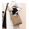 New leather women's bag first layer cowhide simple casual bucket bag shoulder messenger bag women
