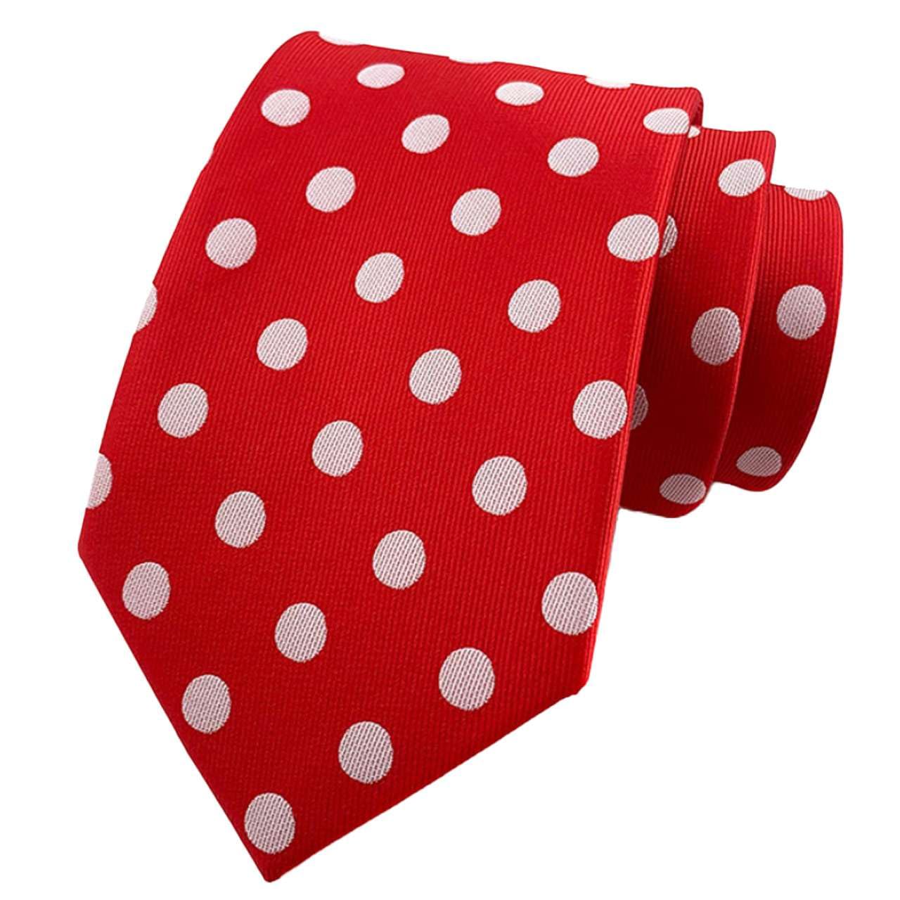 [Белый Клык] Модный аксессуар в горошек Галстук Стильный офисный мужской NC110 (красный)