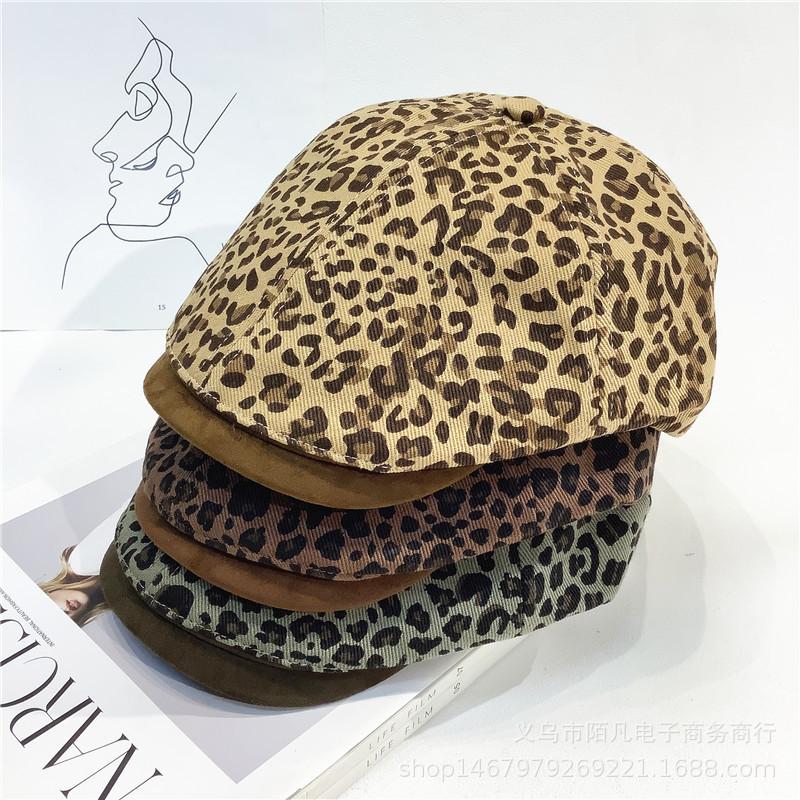Retro Leopard Print Forward Hat Female New Spice Girl Early Autumn Cap Temperament Versatile Painter Beret