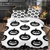 Halloween King Queen Duvet Cover Kawaii Cartoon Skull Bedding Set Kids Boys Orange Pumpkin Skeleton 2/3pcs Polyester Quilt Cover