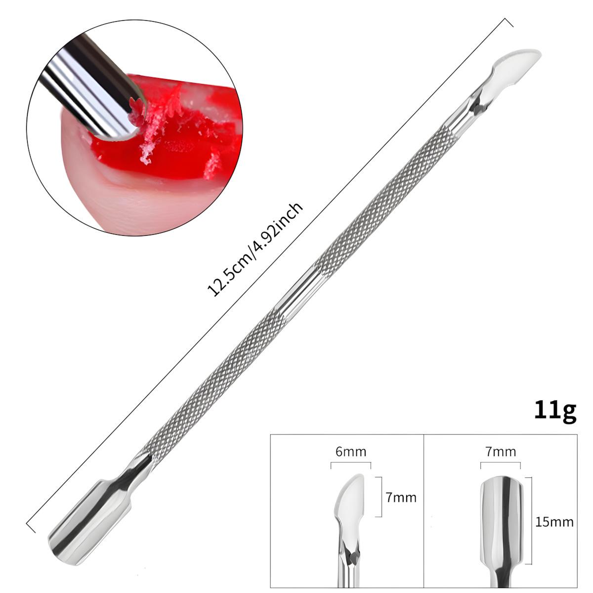 

Nail Art Double-Headed Stainless Steel Cuticle Pusher & Remover with Nail File