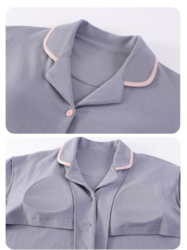 Damen Pyjama langärmlig aus reiner Baumwolle mit Brustpolstern - Vielseitig für Frühling, Herbst, Winter Homewear oder Oberbekleidungsset 2025.