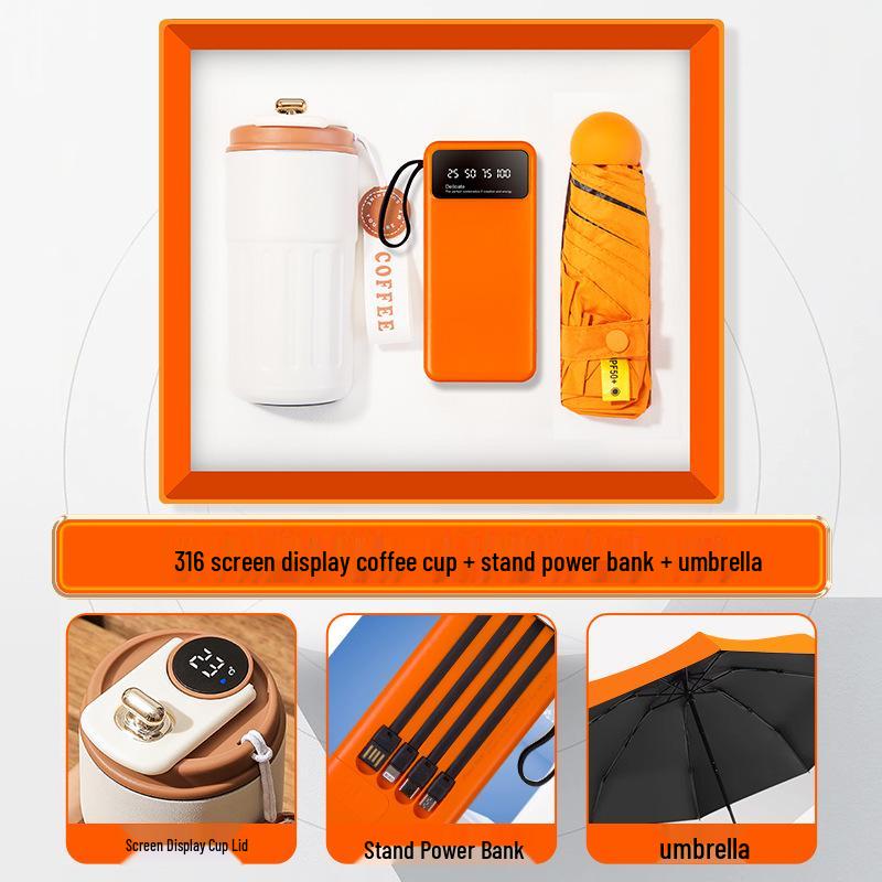 Customized Business Gift Set: Coffee Cup & Power Bank for Company Events