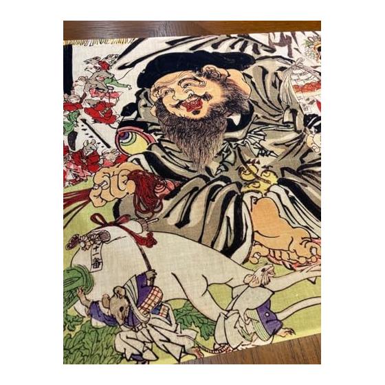 Ukiyo-e Tenugui Towel: New Edition Daikokuten Lottery Picture by Kawanabe Kyosai, 100% Cotton, Japanese Tokka Fabric, Animals