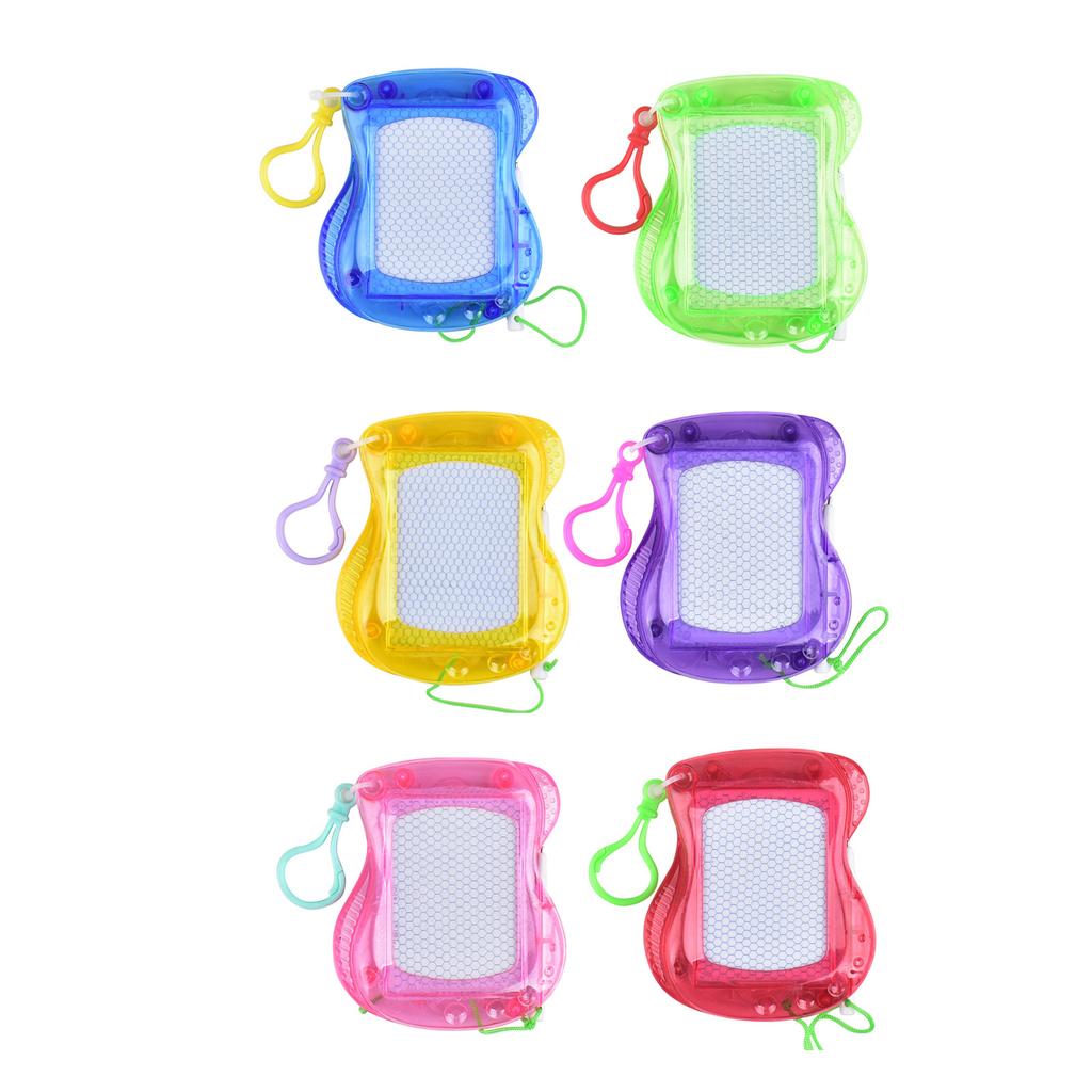 Set of 6 Magnetic Drawing Board Keychains Doodle Pad Key Ornament Plastic Texture Key Pendant Suitable for Students