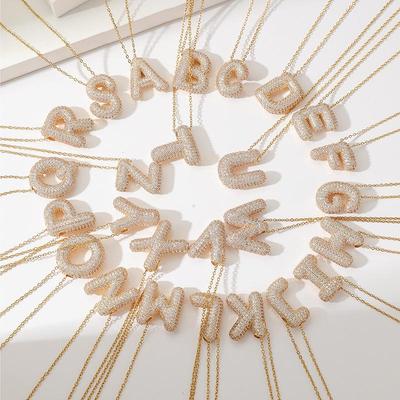Zircon Alphabet Necklace: Elegant Clavicle Chain for Women