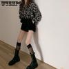 Lady Vintage Leopard Print Long-sleeved T-Shirts Women Spring Autumn Casual Single Breasted Mid-length Shirts Streetwear