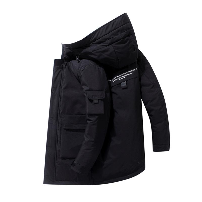 Men's Winter Hooded Cotton Coat - Thickened Mid-Length Casual Jacket for Work or School