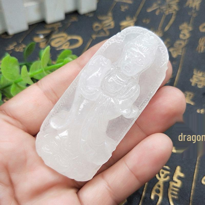 Afghan White Jade Three-Dimensional Guanyin Pendant – Ideal Gift for Travelers and Street Vendors