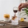 4Pcs Creative Glass Cups Coffee Mug Vintage Drinking Glasses Ribbed Iced Coffee Glasses Tumbler Cup with Straws Set