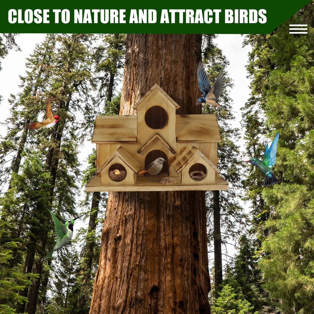 Wooden Bird House Natural Wood Birds Nest Outdoor Hanging Bird Parrot Breeding Cage Pet Bedroom Accessories Decoration New