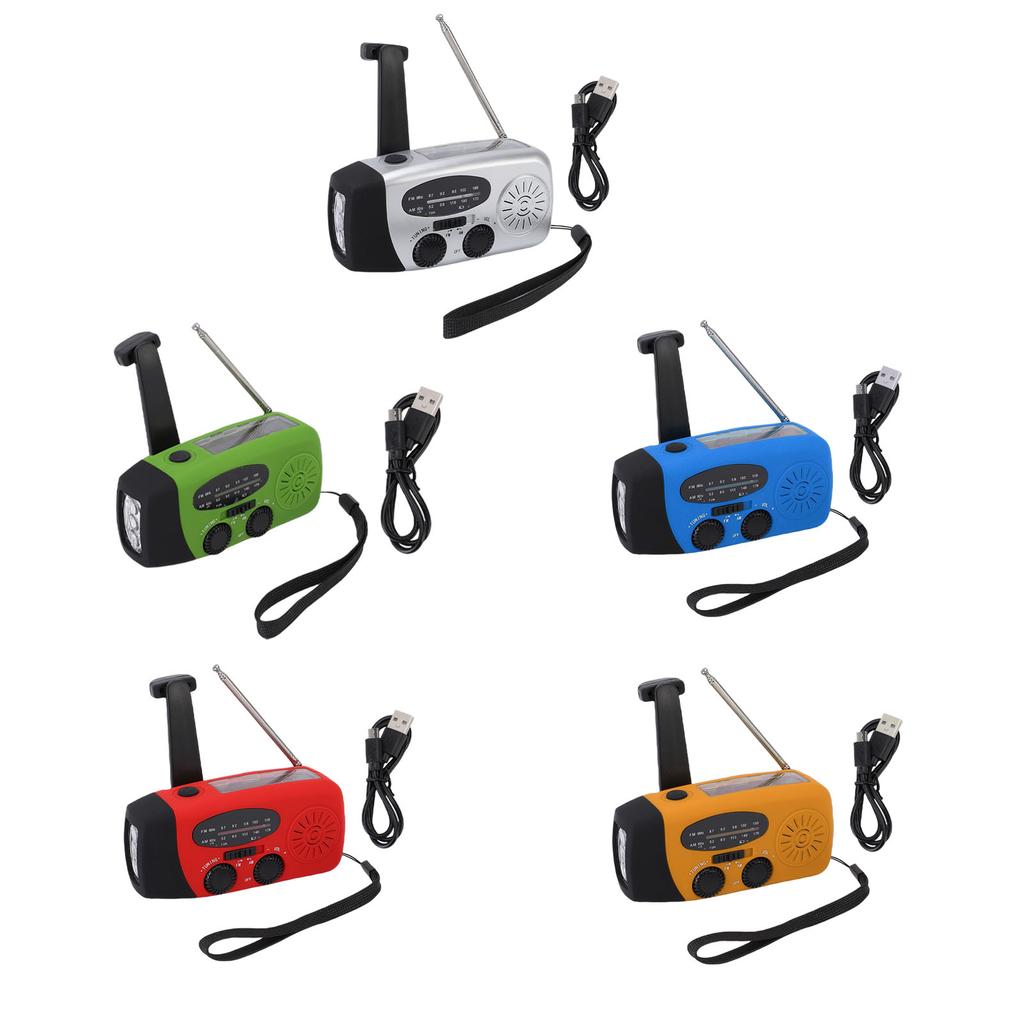 Emergency Radio Portable Solar Micro USB Hand Crank AM FM NOAA Radio with 3 LED Lights Power Bank Fo