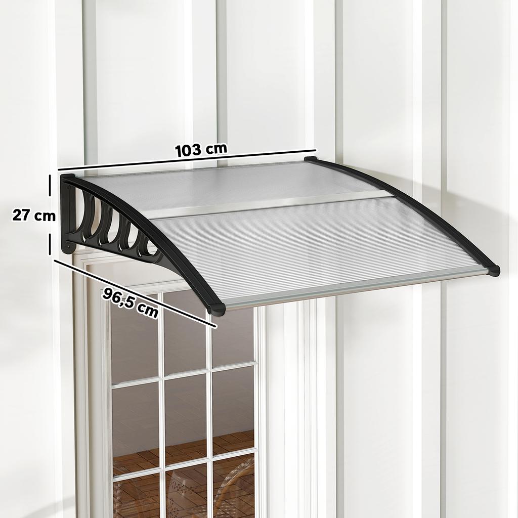 Front Door Canopy, Outdoor Awning, Rain Shelter for Window, Porch and Front/Back Door, 103 X 96.5 Cm, Clear