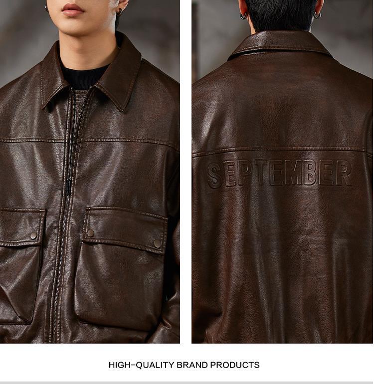 Men's High-End Retro PU Leather Motorcycle Jacket - Autumn Cool, Loose Lapel Coat