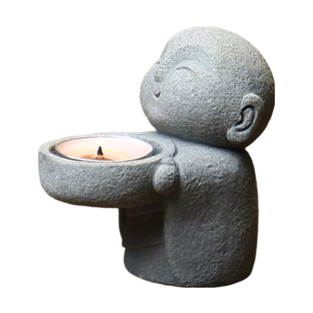 Teelichthalter Kleine Buddha-Statue Kerzenhalter Niedliche Teelicht-Buddha-Figur Kerzenständer Zuhause Chinesische Dekoration